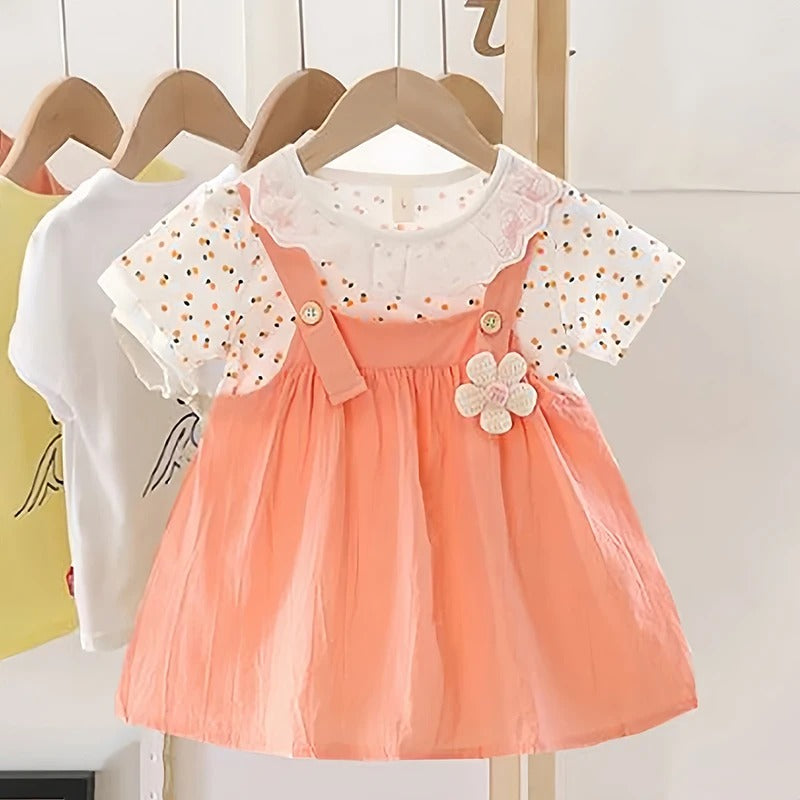 0-4Y Elegant Baby Girl Dress Lace Doll Coller Lovely Party