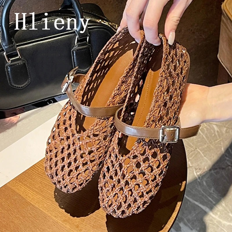 Round Toe Buckle Strap Loafers