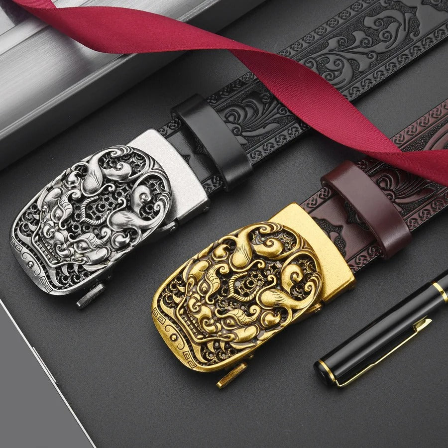 Genuine leather retro men's belt