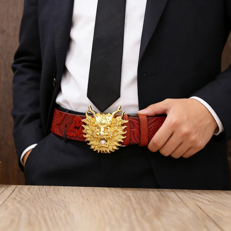 Men Chinese vintage Leather Belt