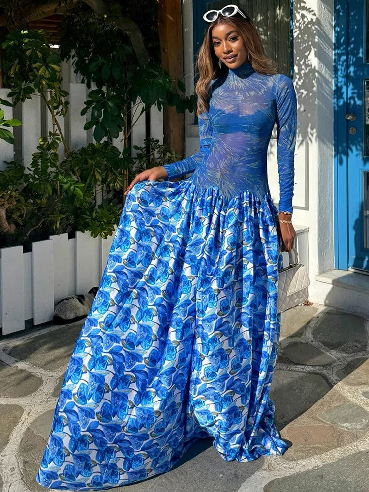 Colorful Sexy Mesh Patchwork Dress