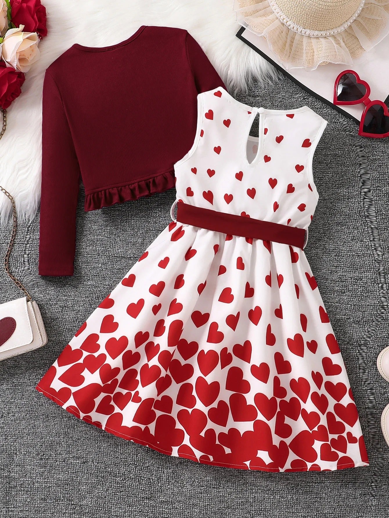 Heart-Shaped Floral Skirt Fashion Outfit for Girls.