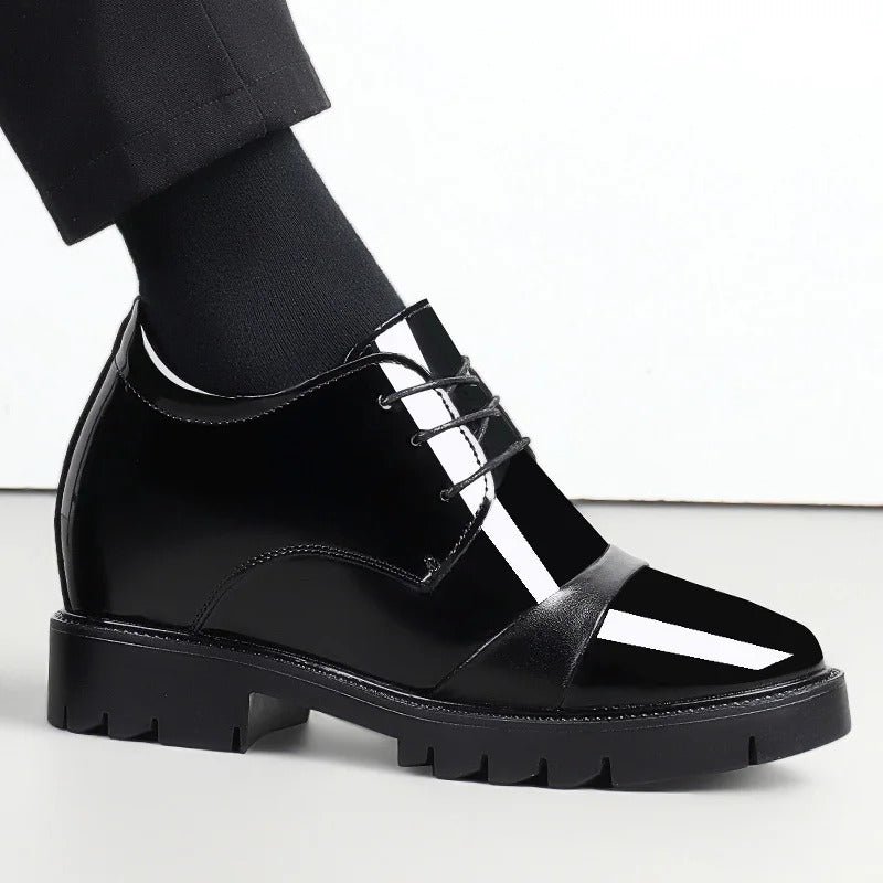 10cm height increasing cowhide men's shoes, fashionable, casual, business office thick soled men's formal shoes