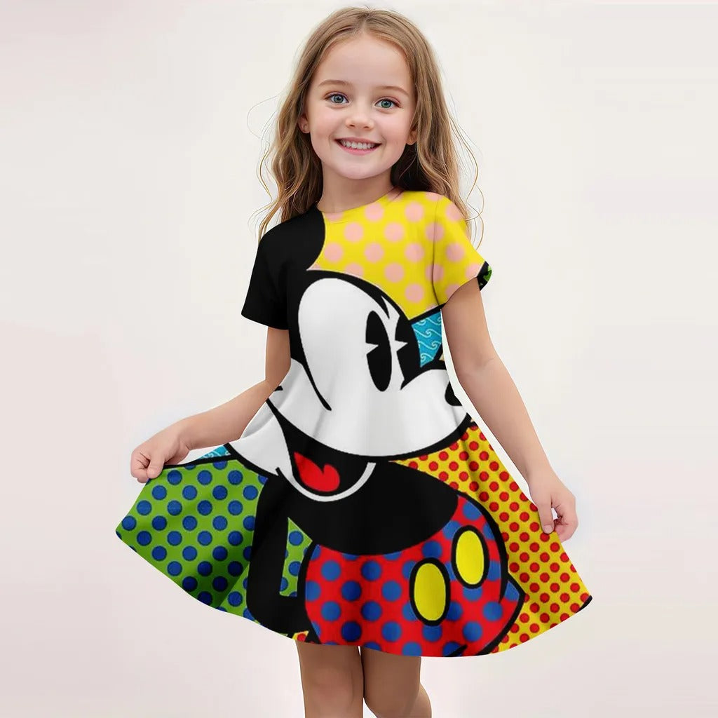 summer Disney 3D Printing Children's Party Dress Mickey Mouse Mini