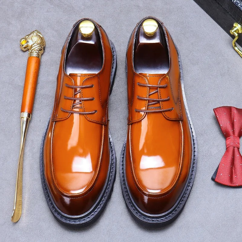 Thick-Soled Increased Cowhide Business Casual Shoes Men's