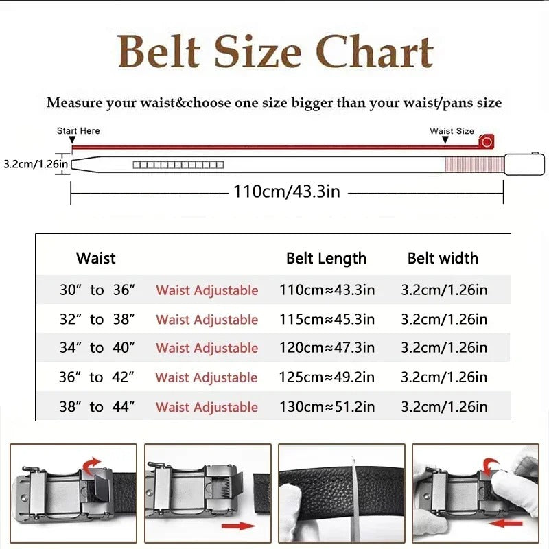 Belt With Alloy Automatic Buckle