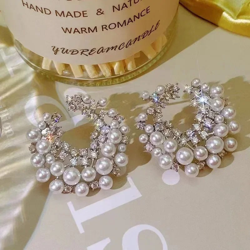 Big Pearl Hoop Earrings for Women Exquisite