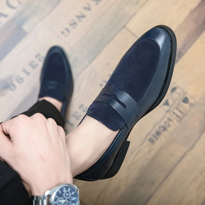Leather casual shoes Men's slip-on pointed loafers