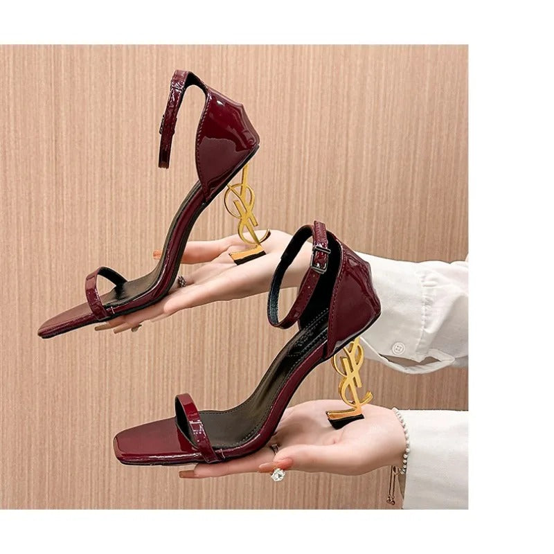 High Heel Open End Sandals, Sexy, with Unique Strap