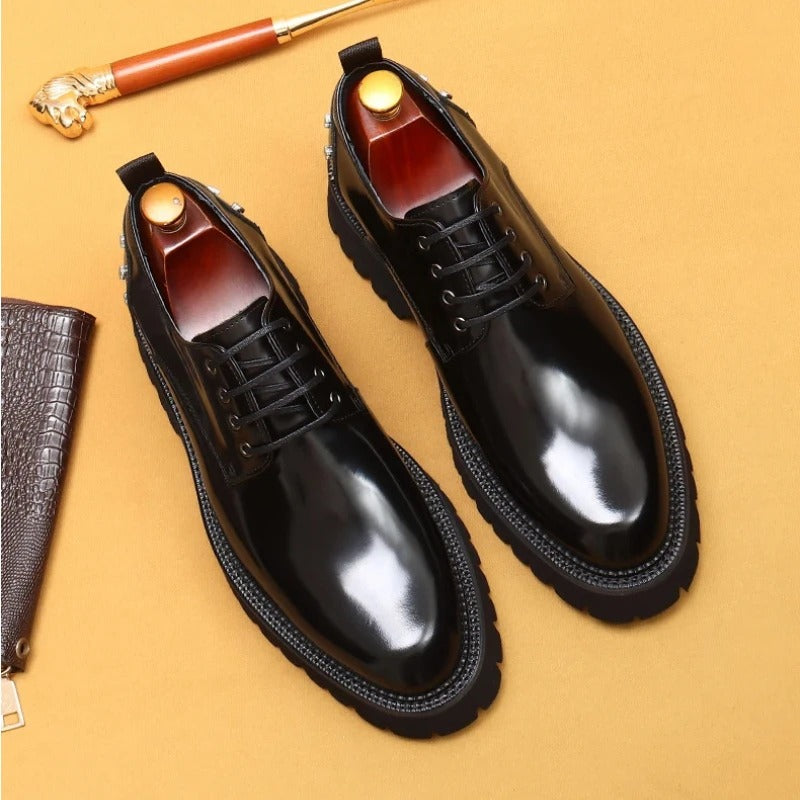 British Style Trendy Formal Business Young Commuter Shiny Oxford