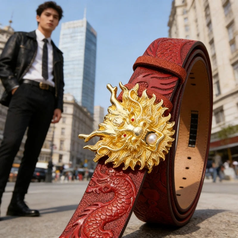 Men Chinese vintage Leather Belt