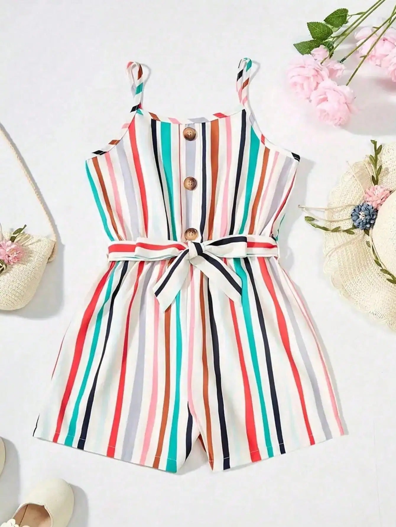 casual button sleeveless suspender jumpsuit shorts