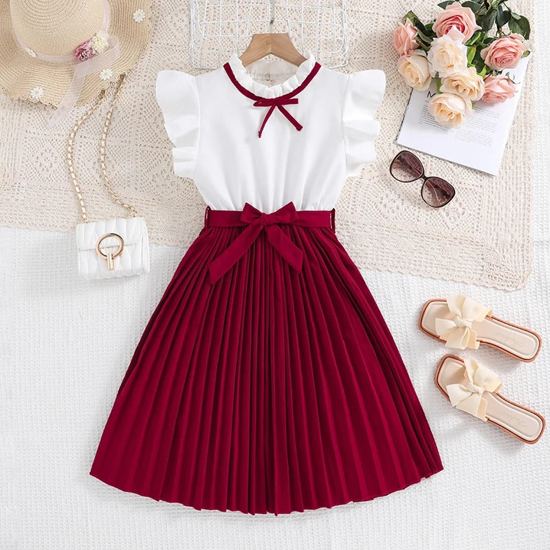 Skirt &amp;Bow tie Preppy Style Elegant Birthday Party Clothes For 8-12 Years