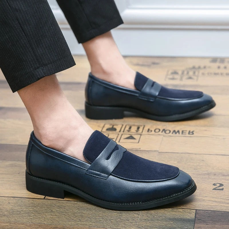 Leather casual shoes Men's slip-on pointed loafers
