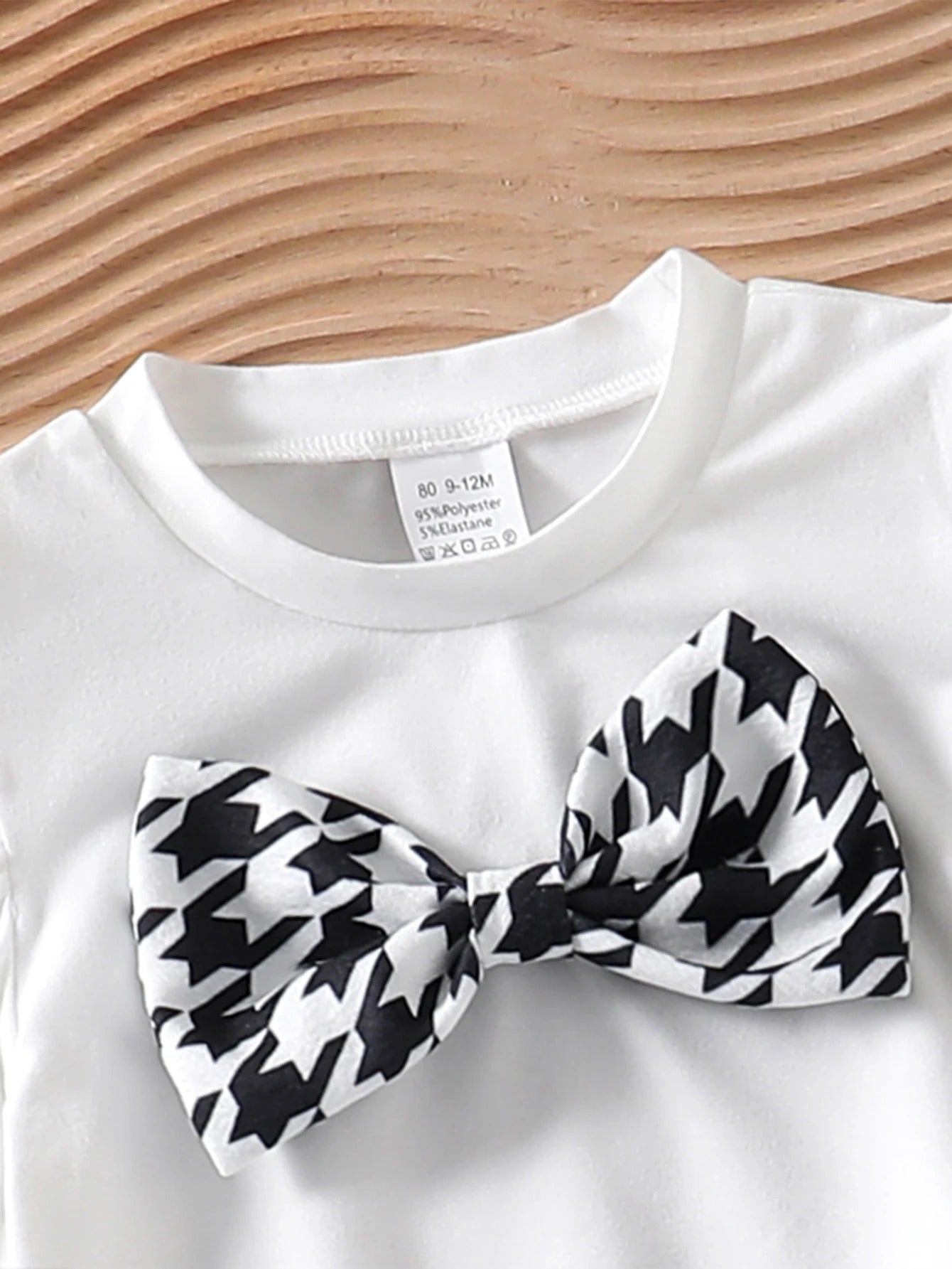 White Round-Neck Puff Sleeve Top + Plaid A-Line Casual Skirt Set,
