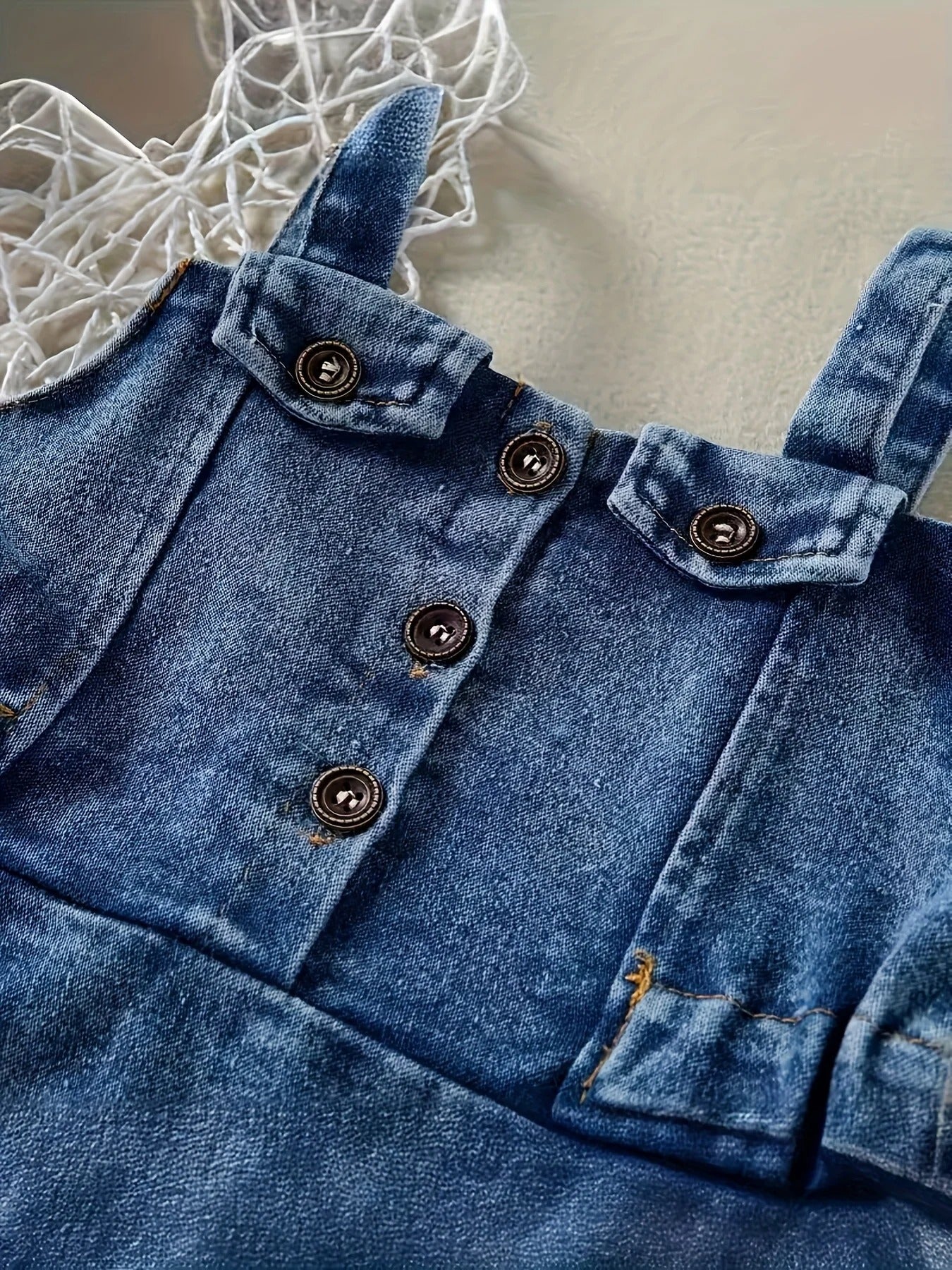 Girl's Denim Romper Dress