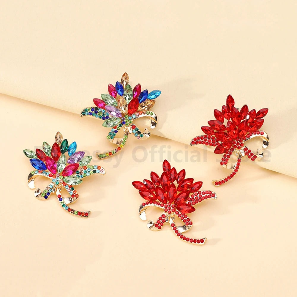 Elegant Faux Gemstone Flower Bouquet Stud Earrings