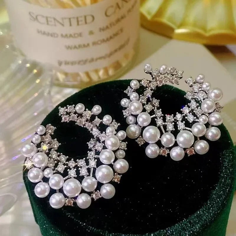 Big Pearl Hoop Earrings for Women Exquisite