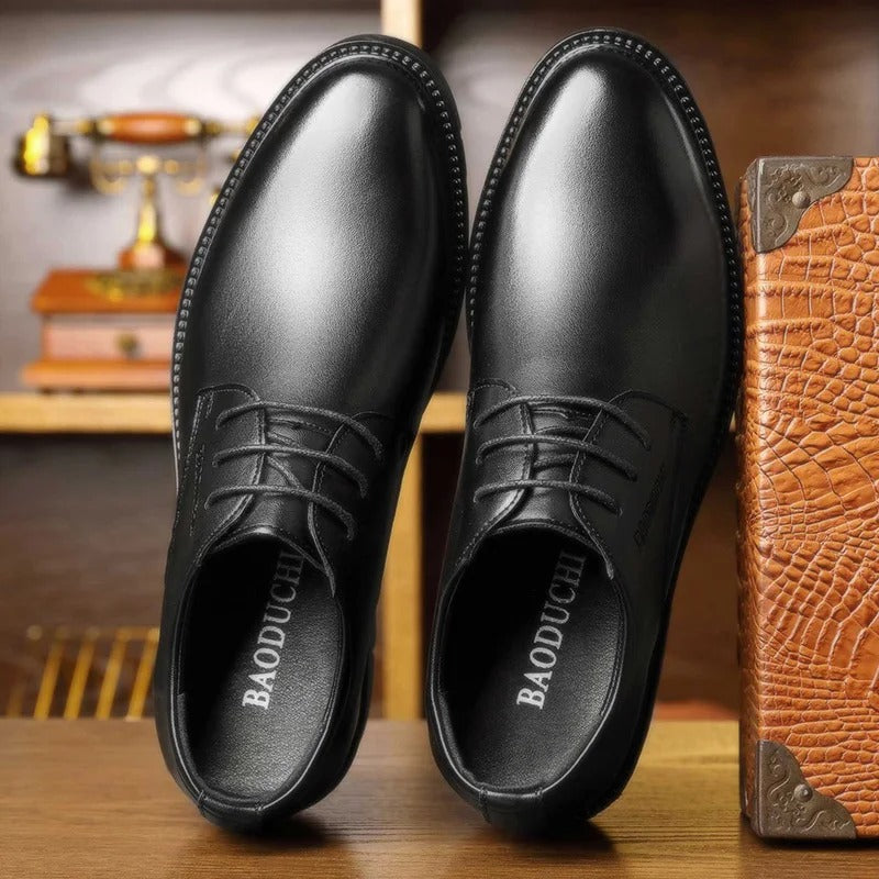 7cm height increasing cowhide men's shoes, fashionable, casual, business office thick soled men's formal shoes