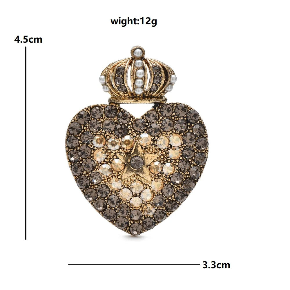 Heart Brooches Rhinestone Love Brooch