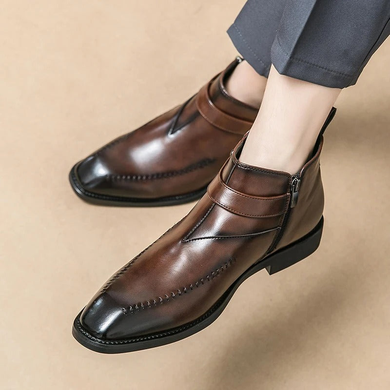Luxury Man Leather Pointed Business Chelsea Boots Outdoor Leisure Walking Shoes