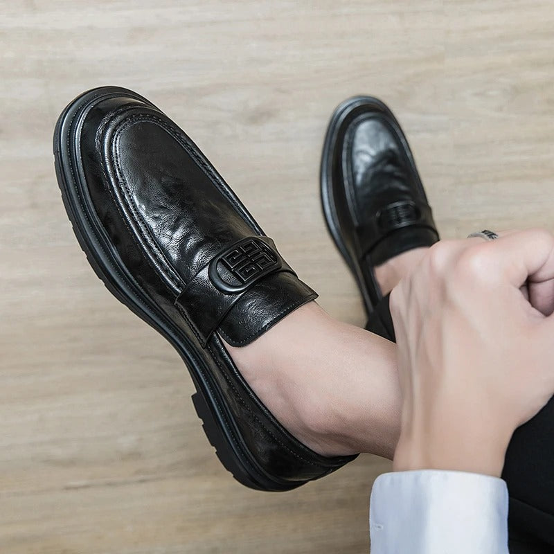 Cross-legged leather shoes men's leather formal business
