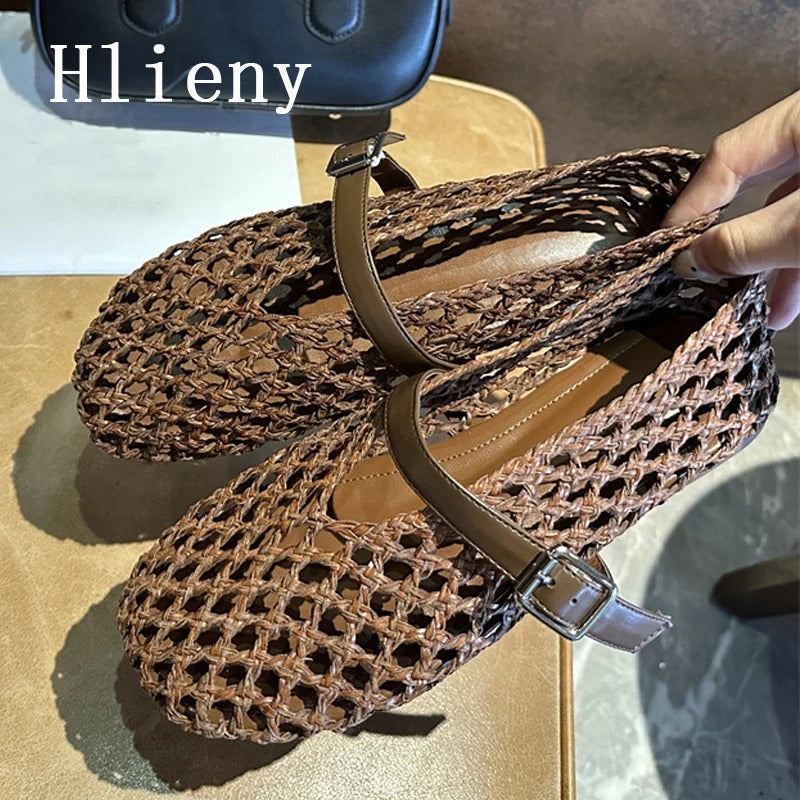 Round Toe Buckle Strap Loafers