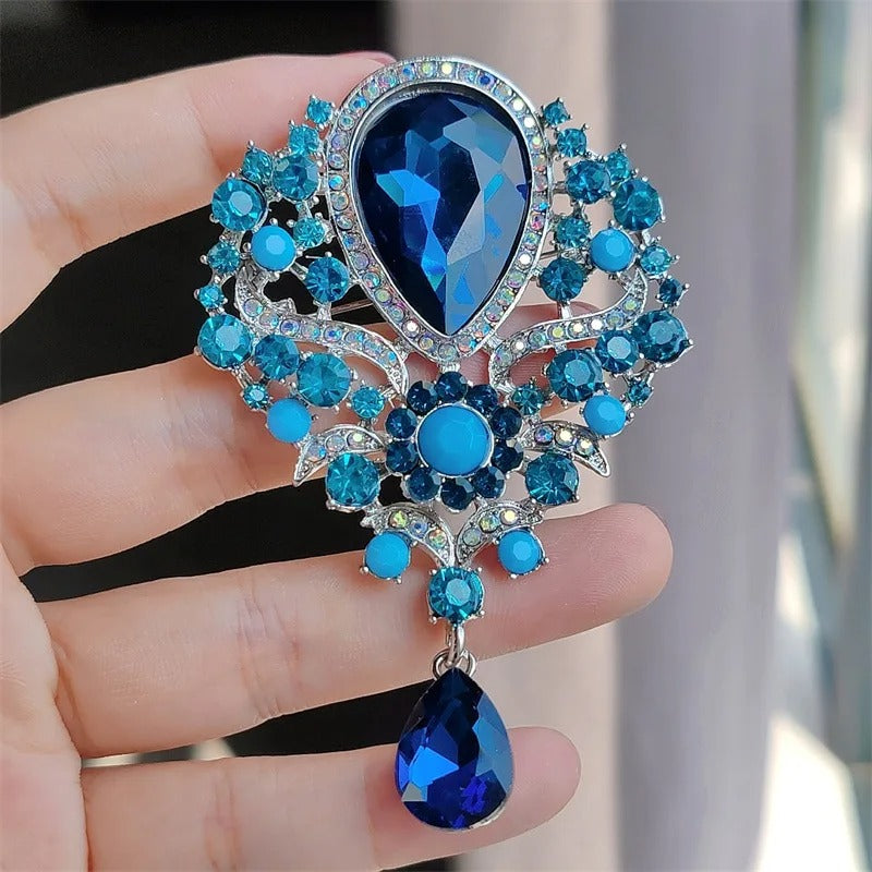 Diamond Crystal Drop Brooch