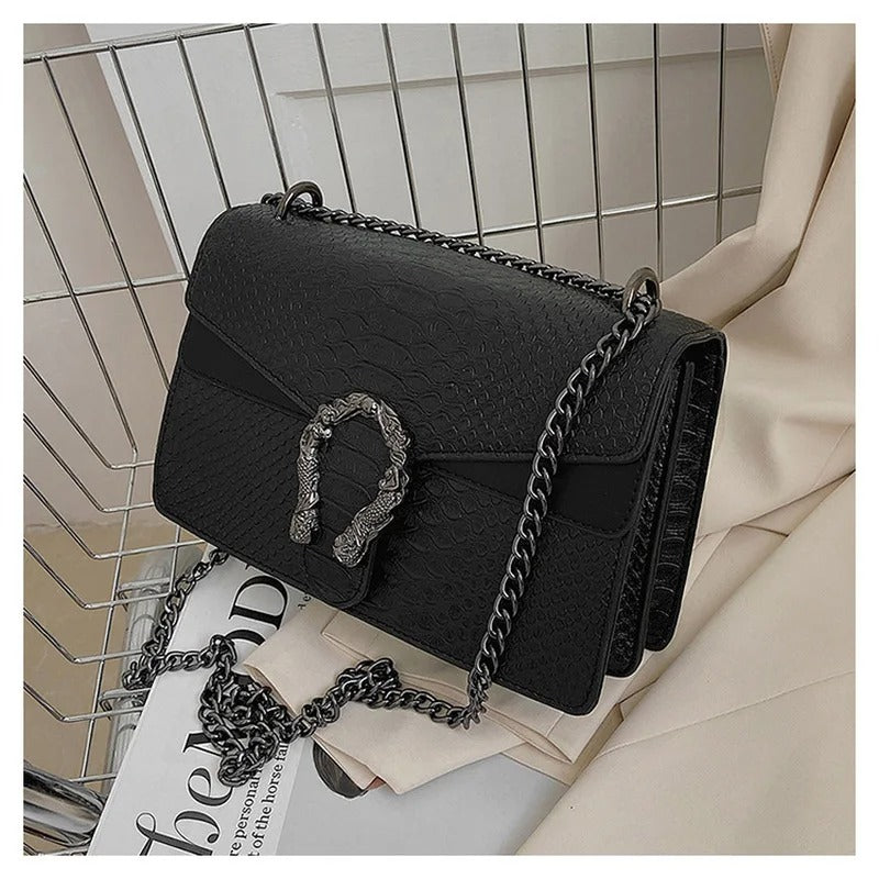 Women Snake Pattern Crossbody Small Square Bag