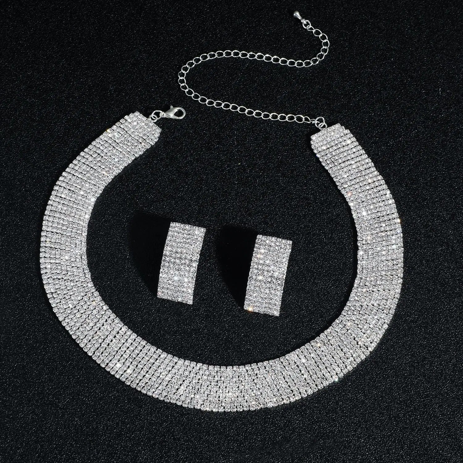 Women's Jewelry Set Rhinestone Earrings Necklace