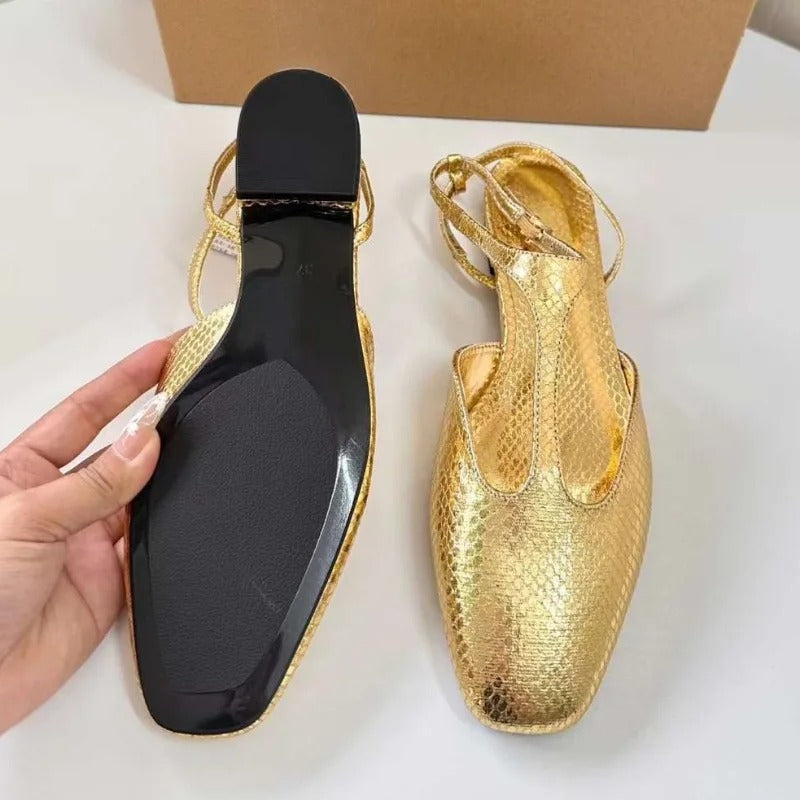 Strap Fashion Gold Black Large Size Comfortable Ladies Mary Jane Shoes