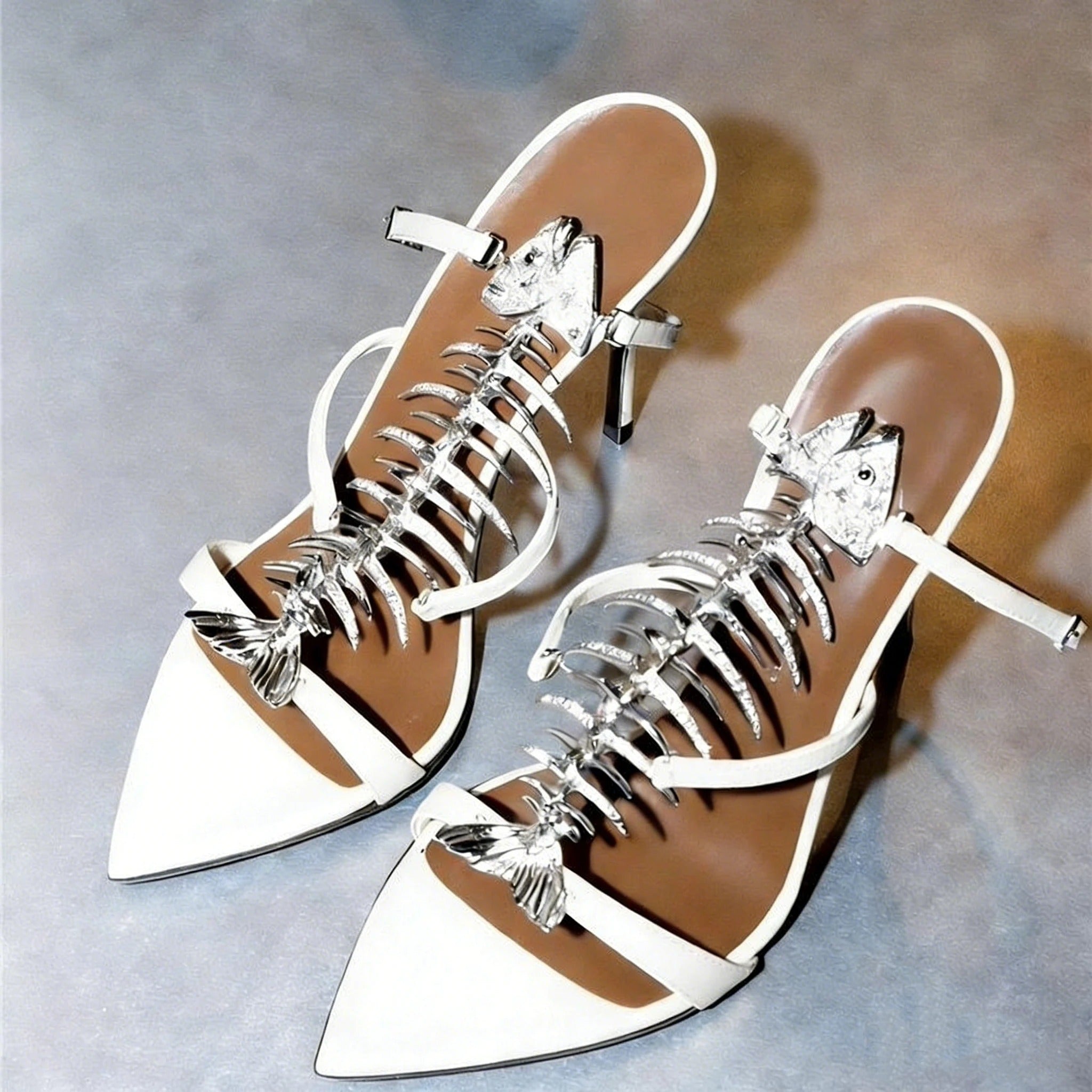 Spring/Summer New Women's Fishbone Rhinestone Embellished Sandals