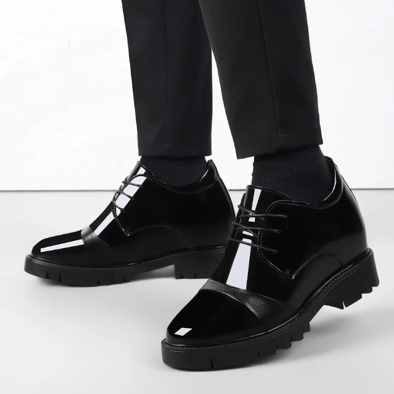 10cm height increasing cowhide men's shoes, fashionable, casual, business office thick soled men's formal shoes