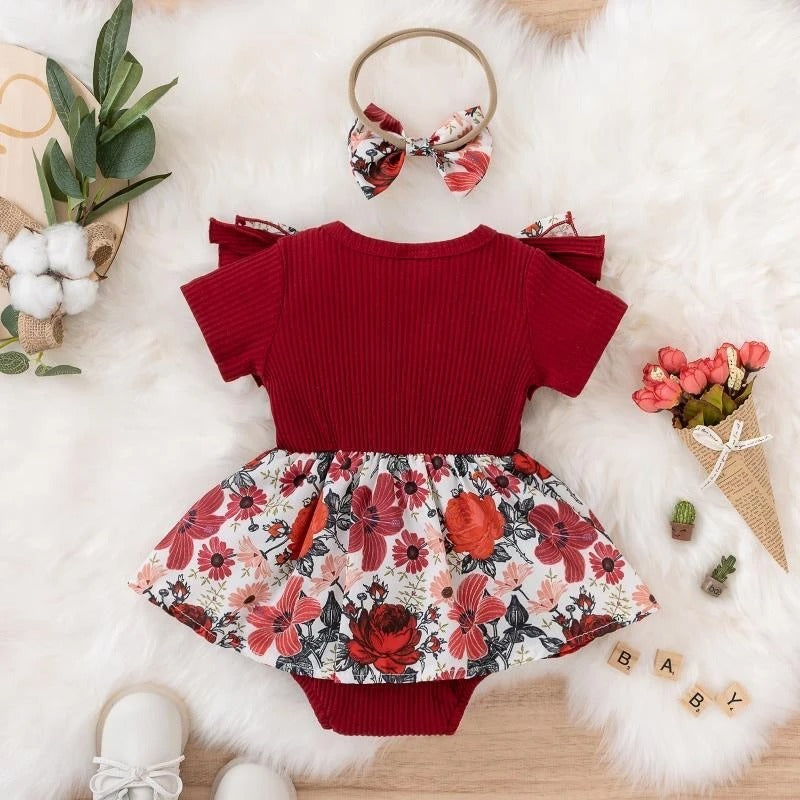 Cotton Dress For Newborn Floral Clothes Baby Crawling Clothes.