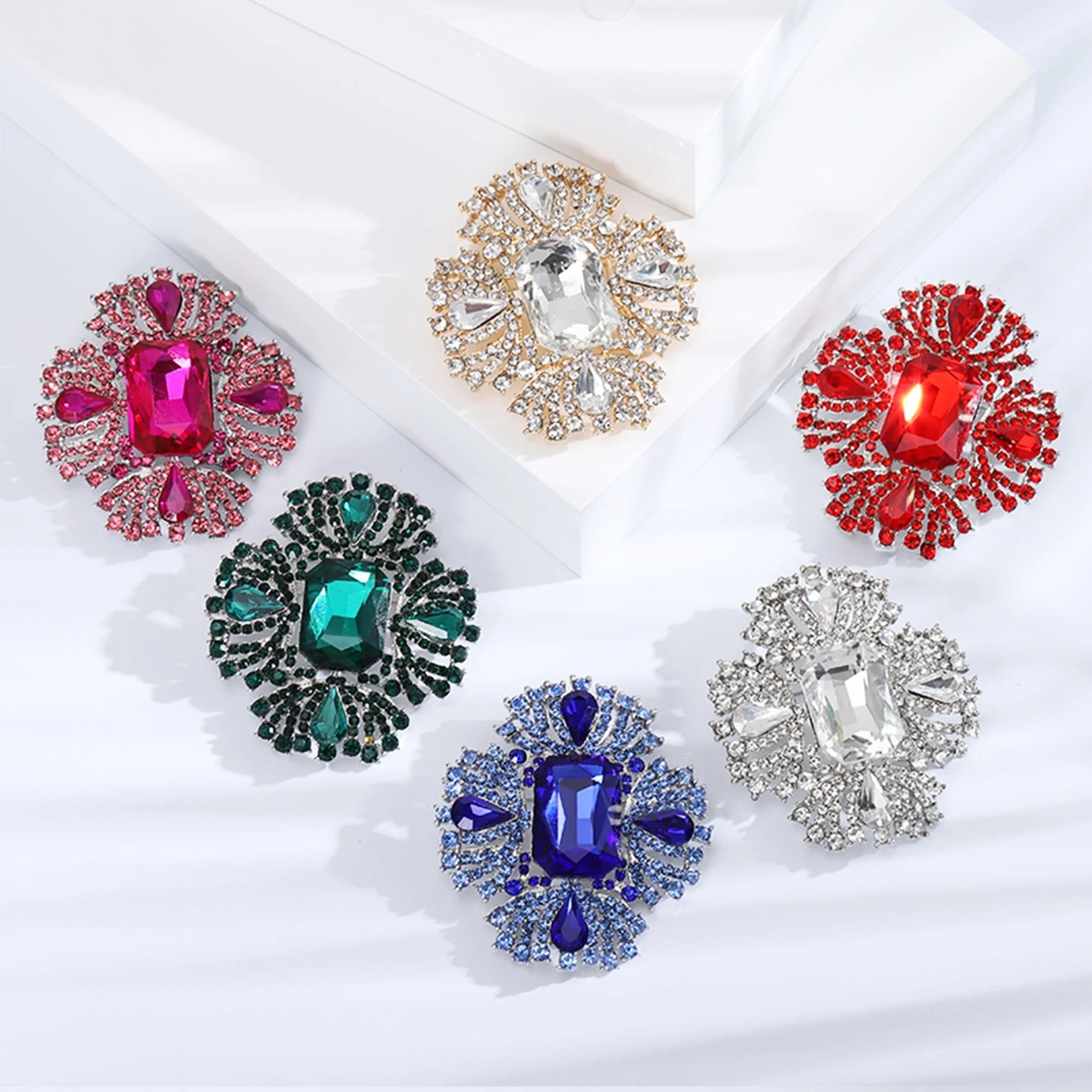 Crystal Large Glass Brooches for Women