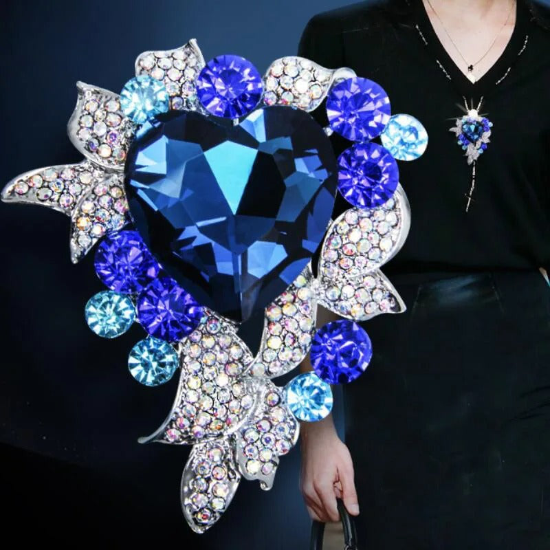 Luxury Full Crystal Heart Brooch Pin