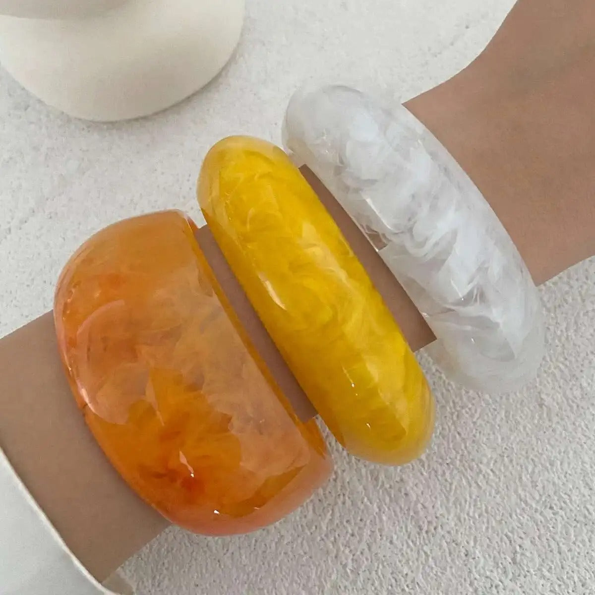 3 Styles Boho Chunky Resin Plastic Bracelets for Women