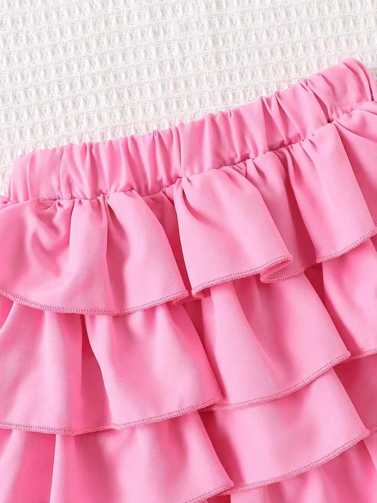 Toddler Girl Black & Pink Floral 3pcs Set Halter Top + Tiered Skirt + Matching Hat Kids Party Dress Set