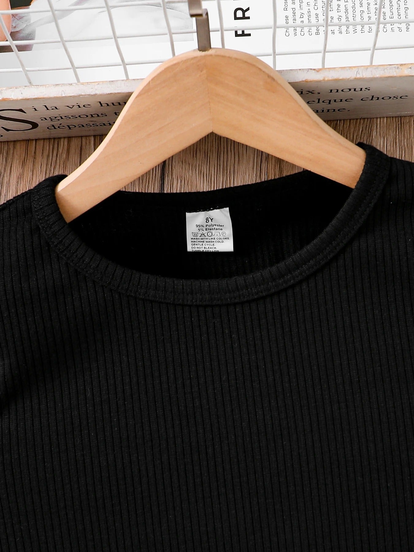 knitted crew-neck long-sleeved top + asymmetrical plaid skirt 2-piece set