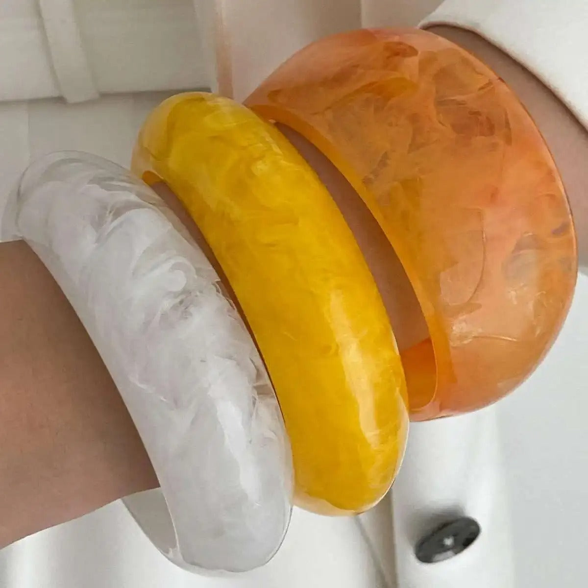 3 Styles Boho Chunky Resin Plastic Bracelets for Women