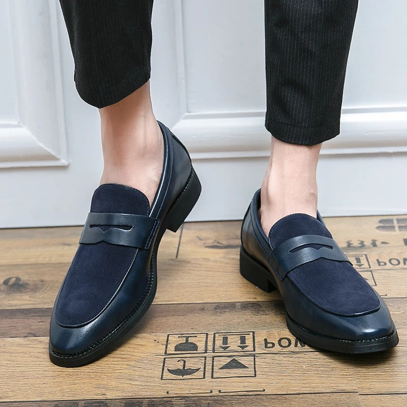 Leather casual shoes Men's slip-on pointed loafers