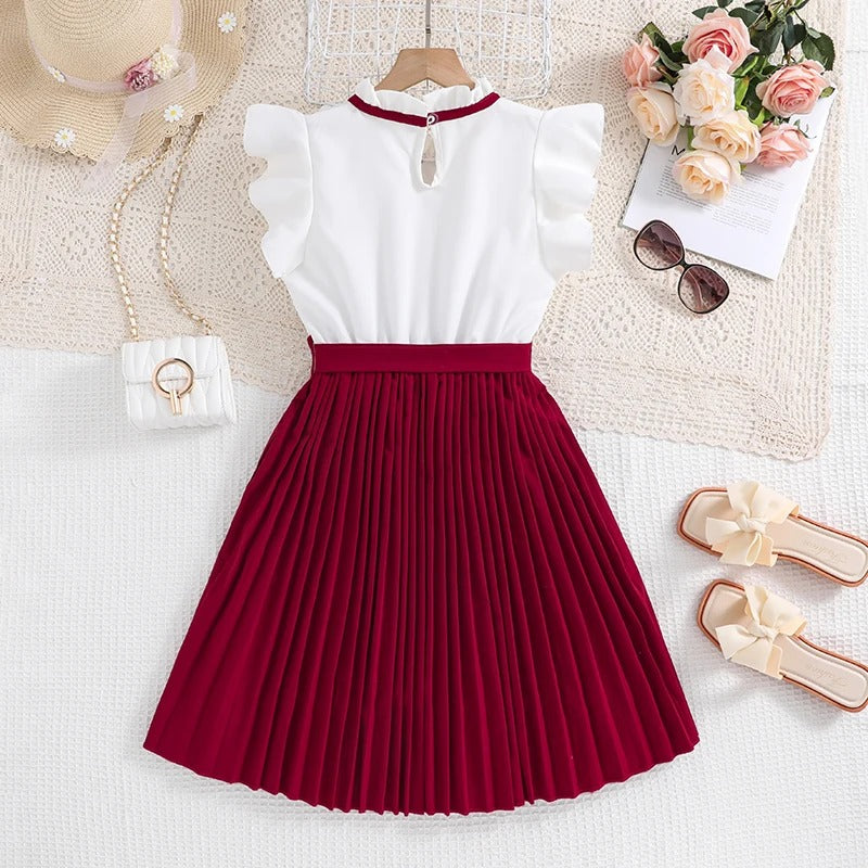Skirt &amp;Bow tie Preppy Style Elegant Birthday Party Clothes For 8-12 Years