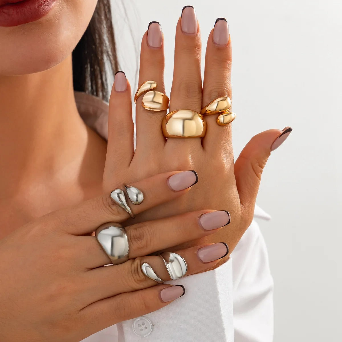 Gold Silver Color Metal Knuckle Joint Ring Jewelry.