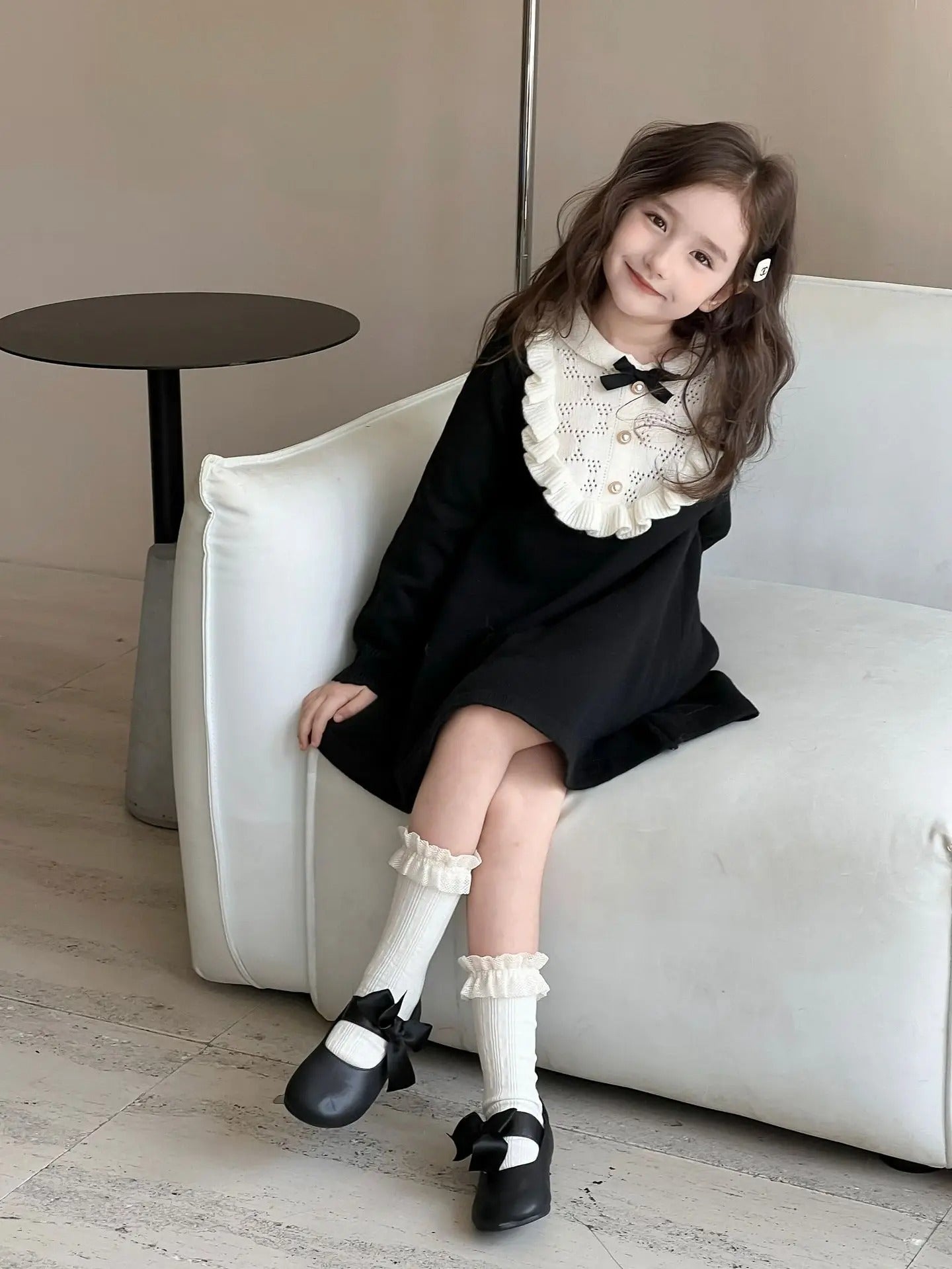 French Style Woolen Skirts Children Knitted Dresses