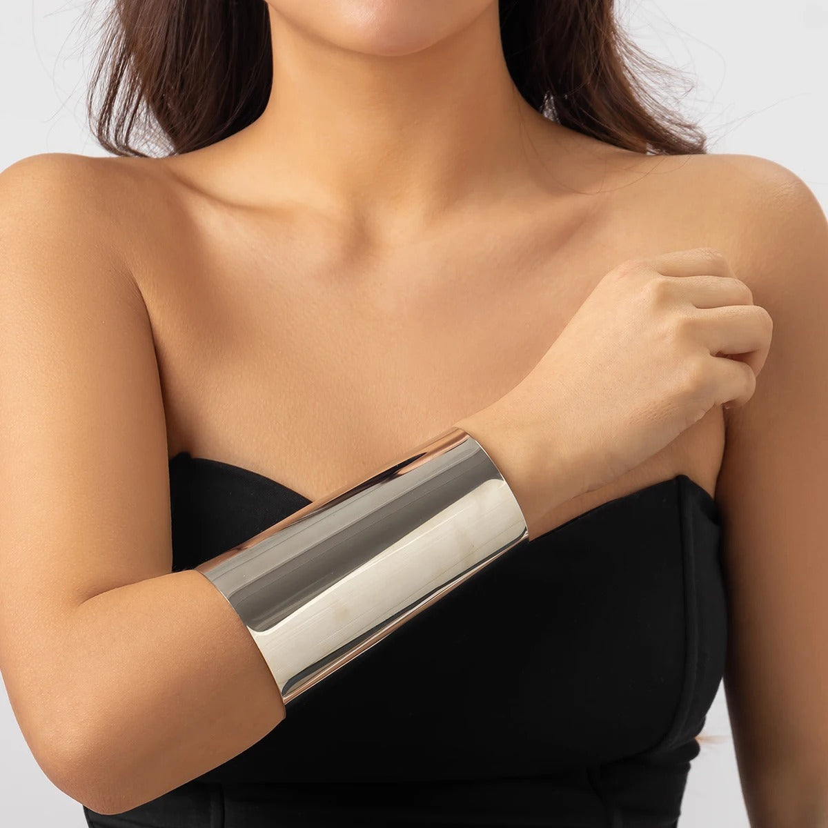 Punk Smooth Glossy Metal Open Cuff Bangles
