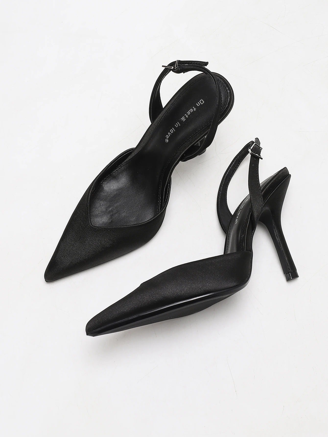 Women's Ivory Satin Pointed-Toe Slingback Heeled Sandals