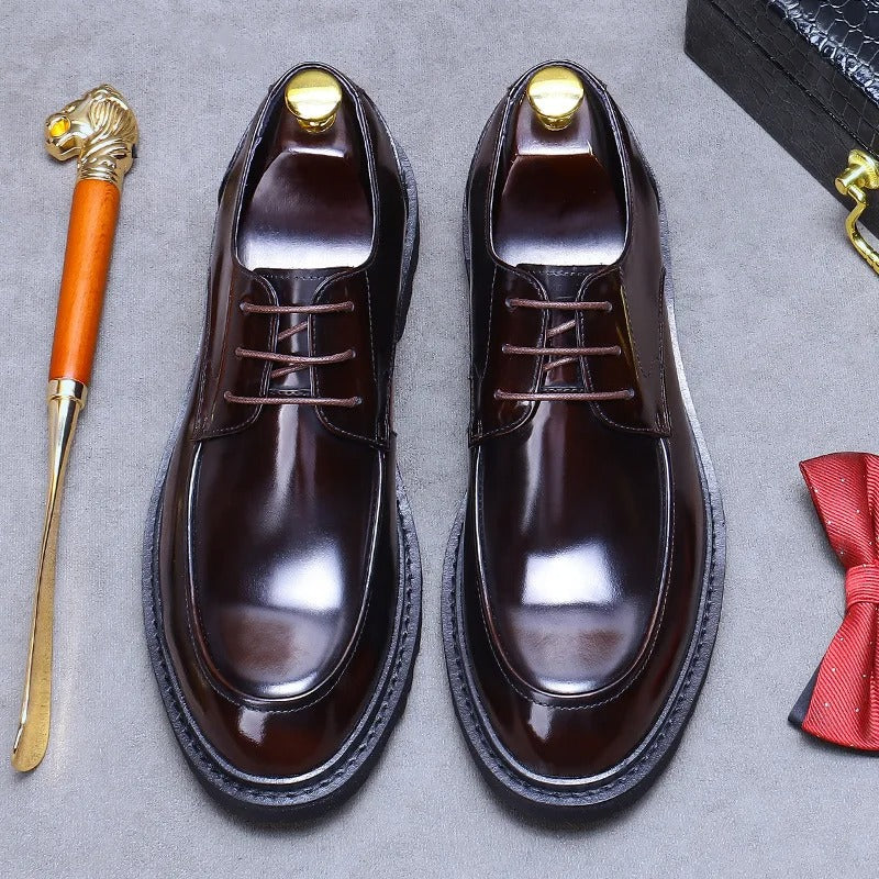 Thick-Soled Increased Cowhide Business Casual Shoes Men's