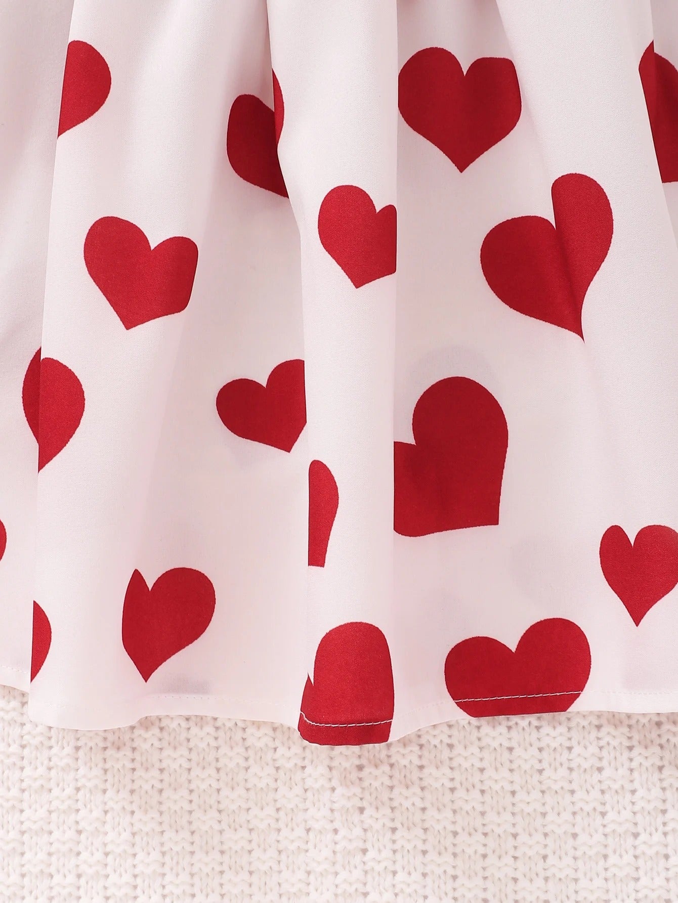 Summer Cute Red Love Princess Children's Short sleeved Dress Casual Party Clothing