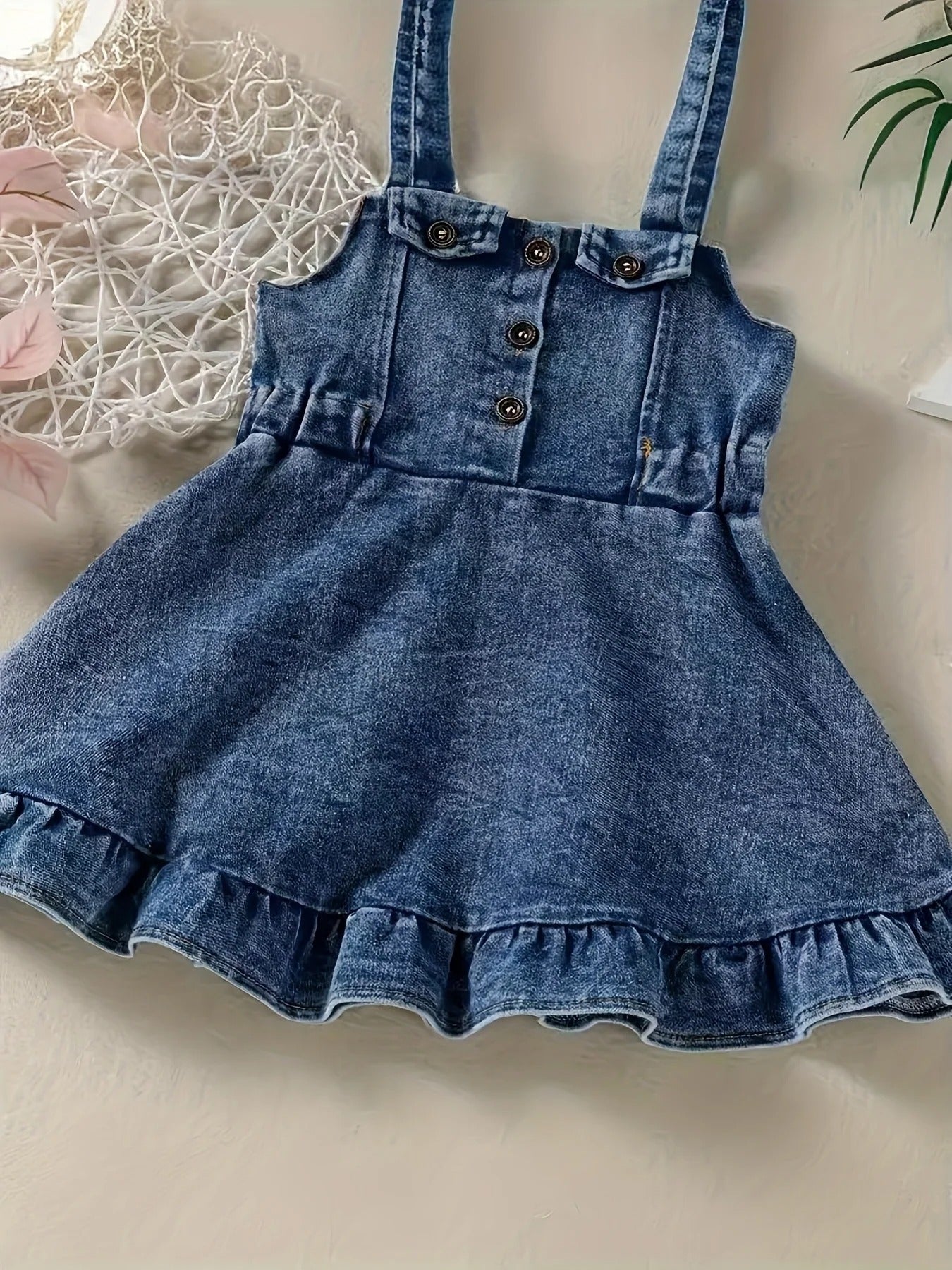 Girl's Denim Romper Dress