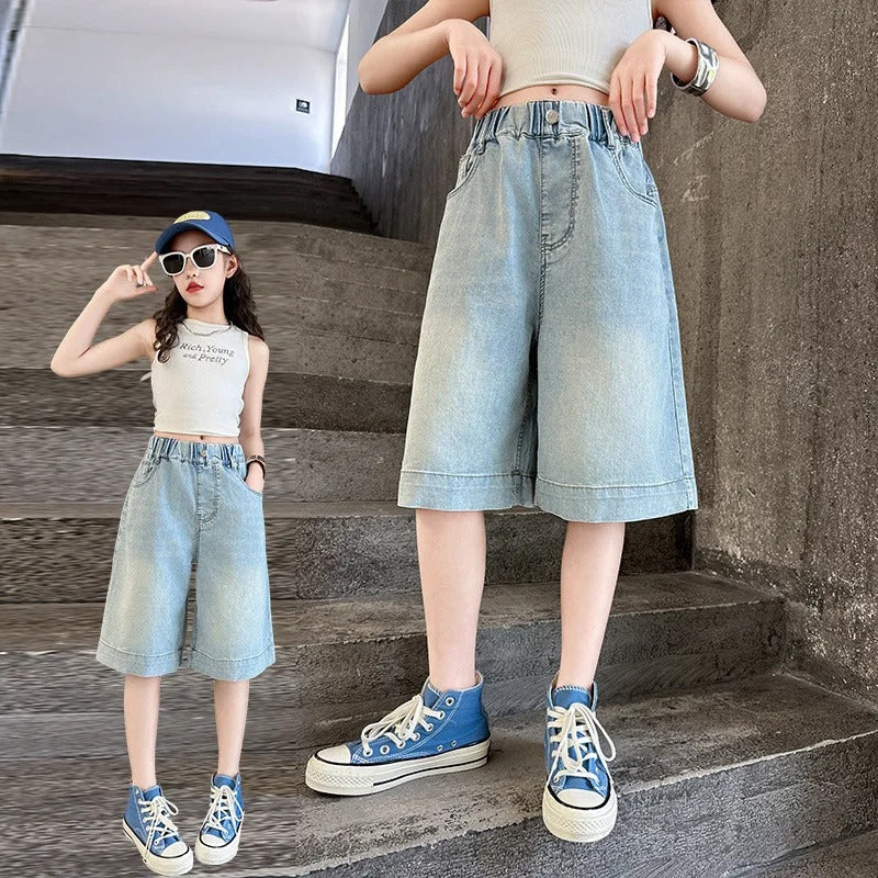 Denim Short Pants Knee-Length for Kids.